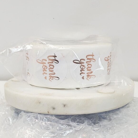 1000 Thank You Stickers Metallic Script  Roll Round 1 inch 500x2 - Picture 3 of 3